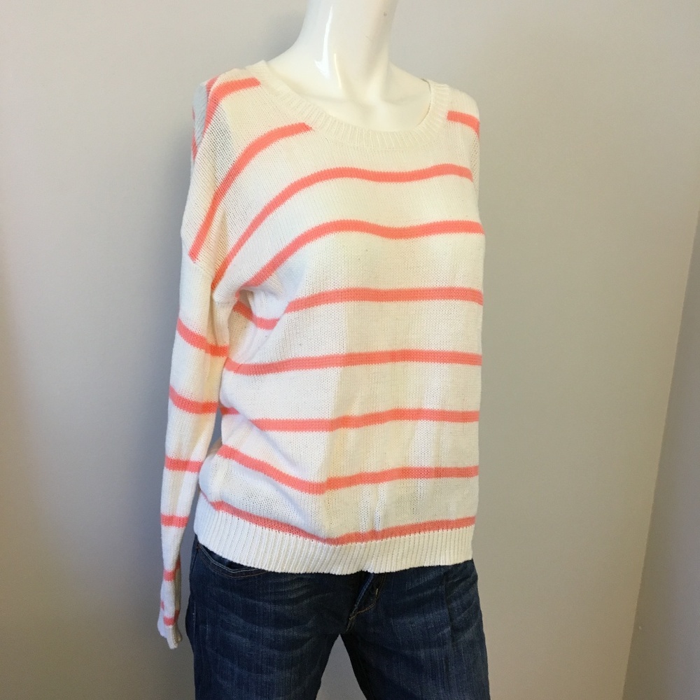 Peach and White Sweater